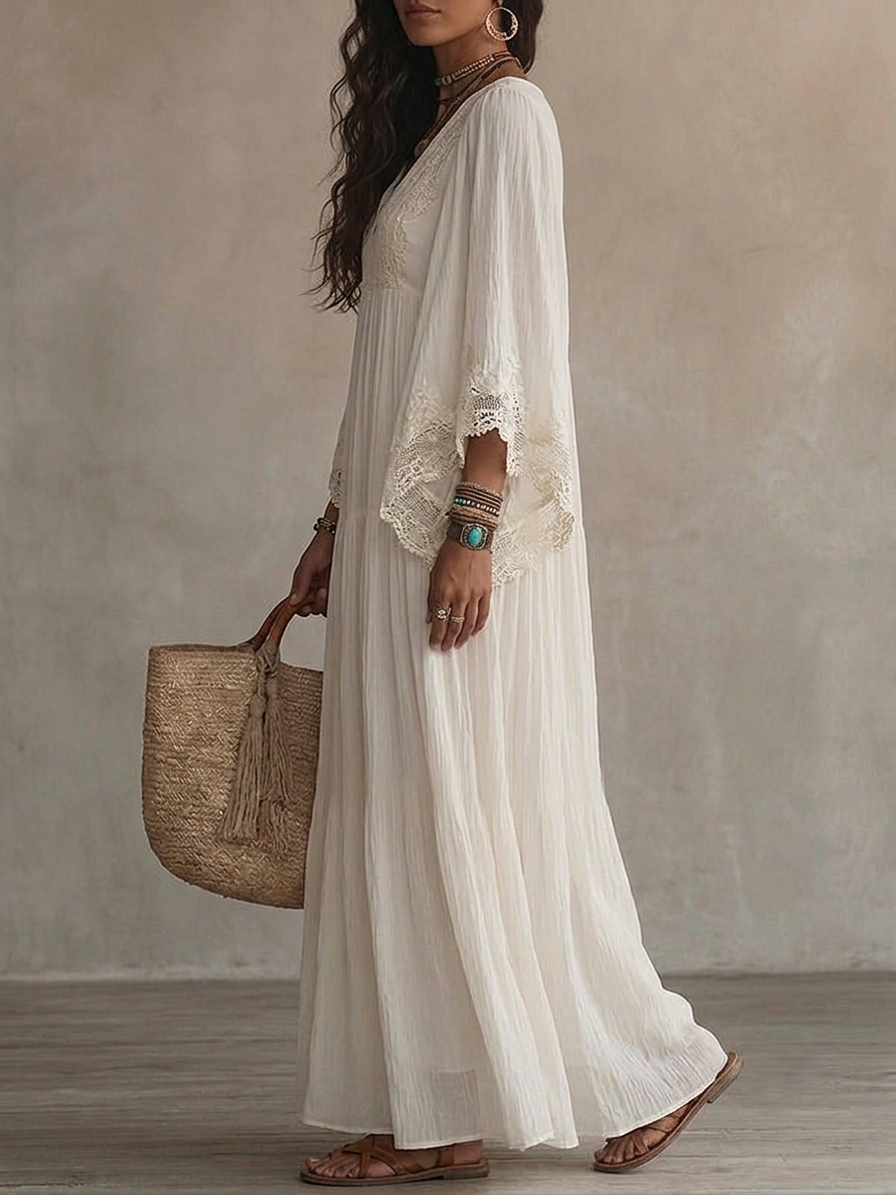 Liora™ | Vestido Bohemio de Encaje con Efecto Vientre Plano
