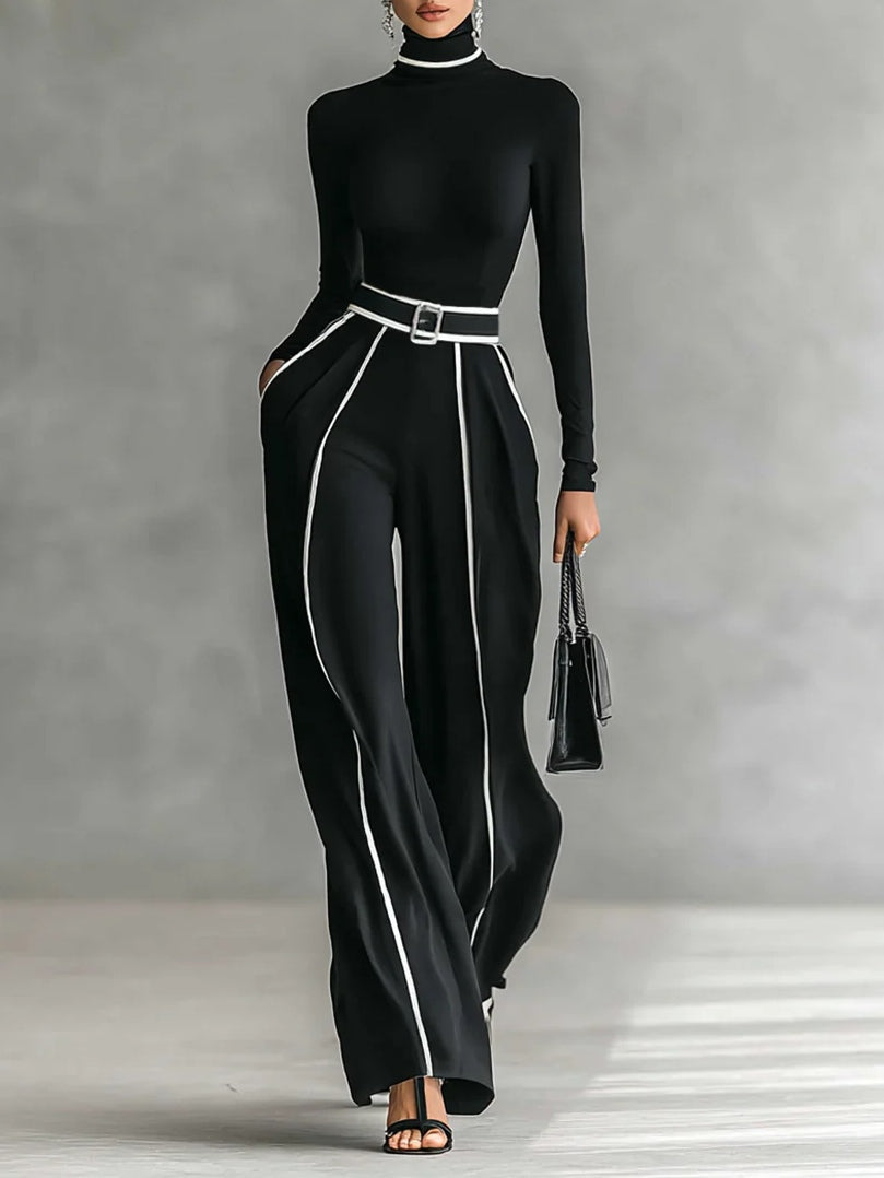 Solin™ | Mono Elegante Entallado con Cuello y Pierna Ancha