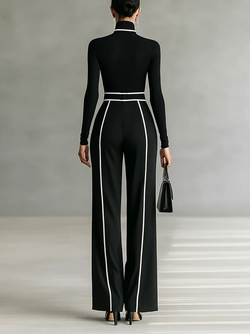 Solin™ | Mono Elegante Entallado con Cuello y Pierna Ancha