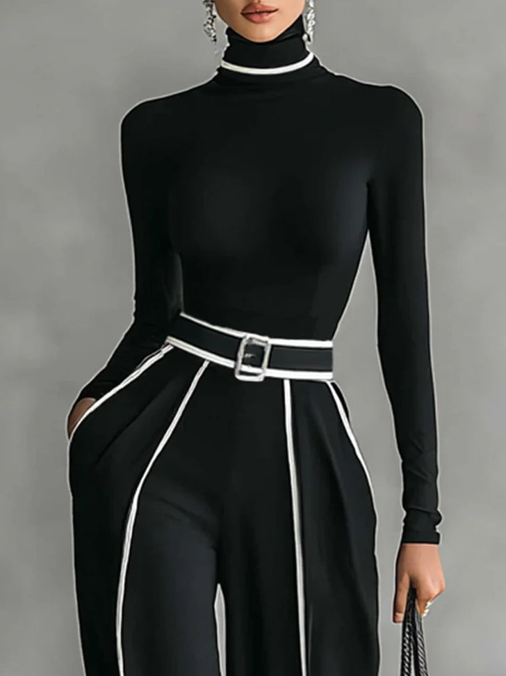 Solin™ | Mono Elegante Entallado con Cuello y Pierna Ancha