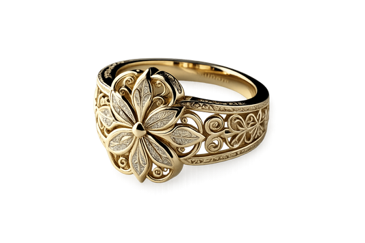 ANILLO DORADO FLOR DE ÁMBAR.