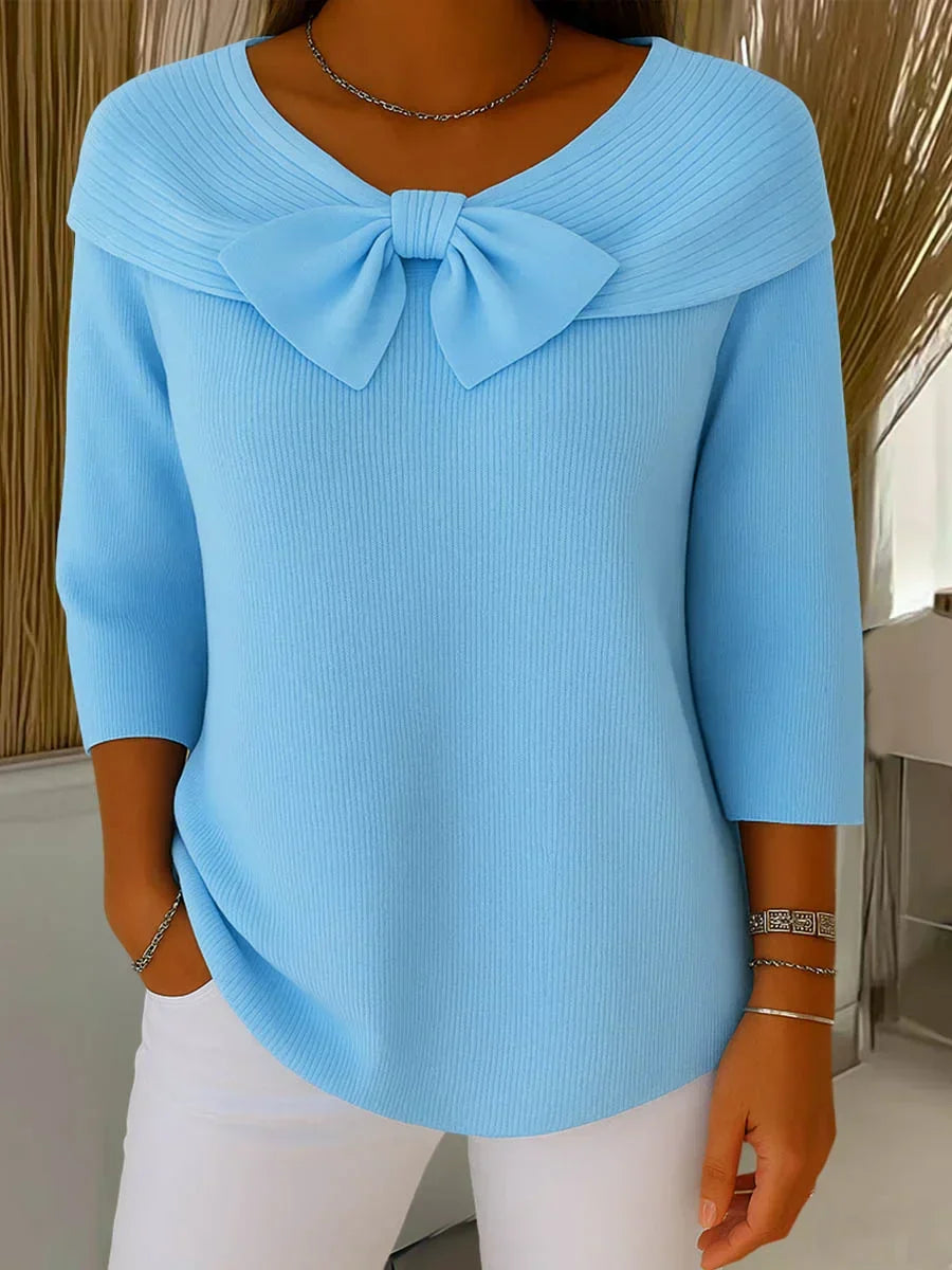 Lirya™ | Top de Punto Elegante con Lazo