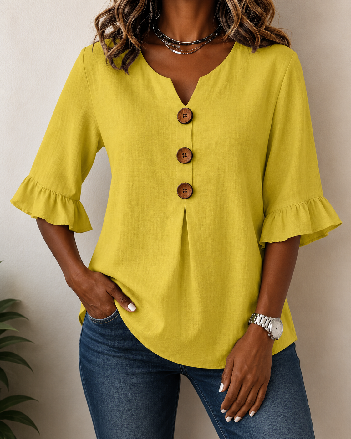 Amelie™ | Blusa con Botones Disimula Barriga