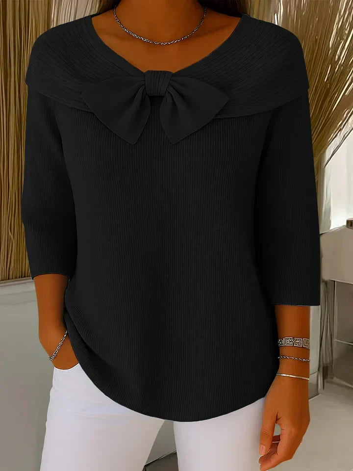 Lirya™ | Top de Punto Elegante con Lazo