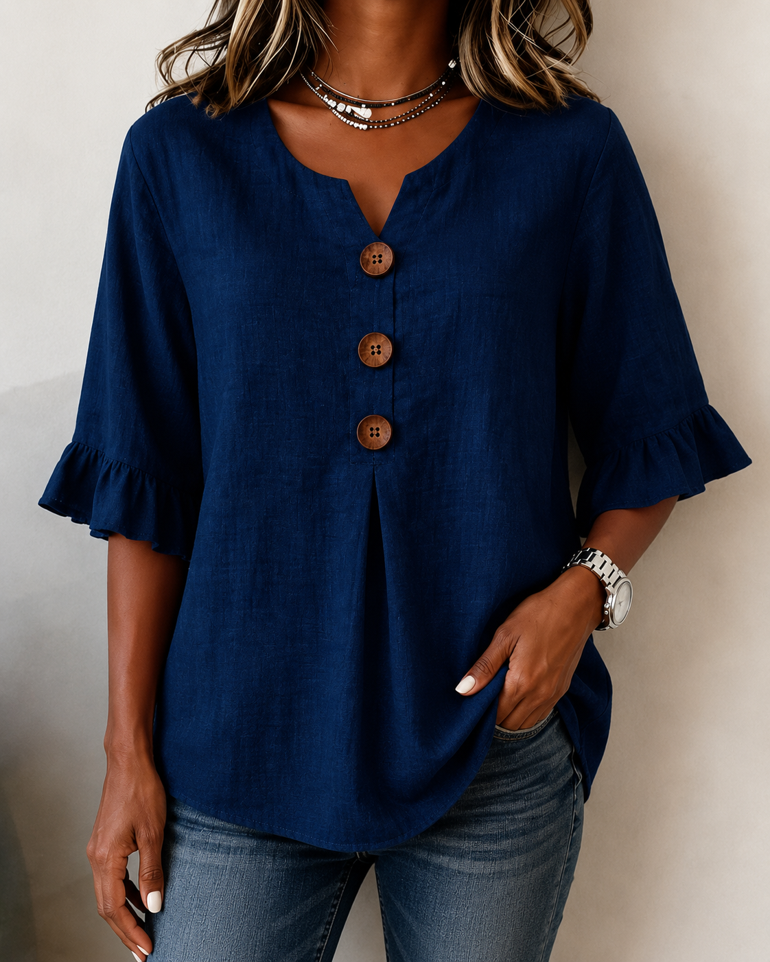 Amelie™ | Blusa con Botones Disimula Barriga
