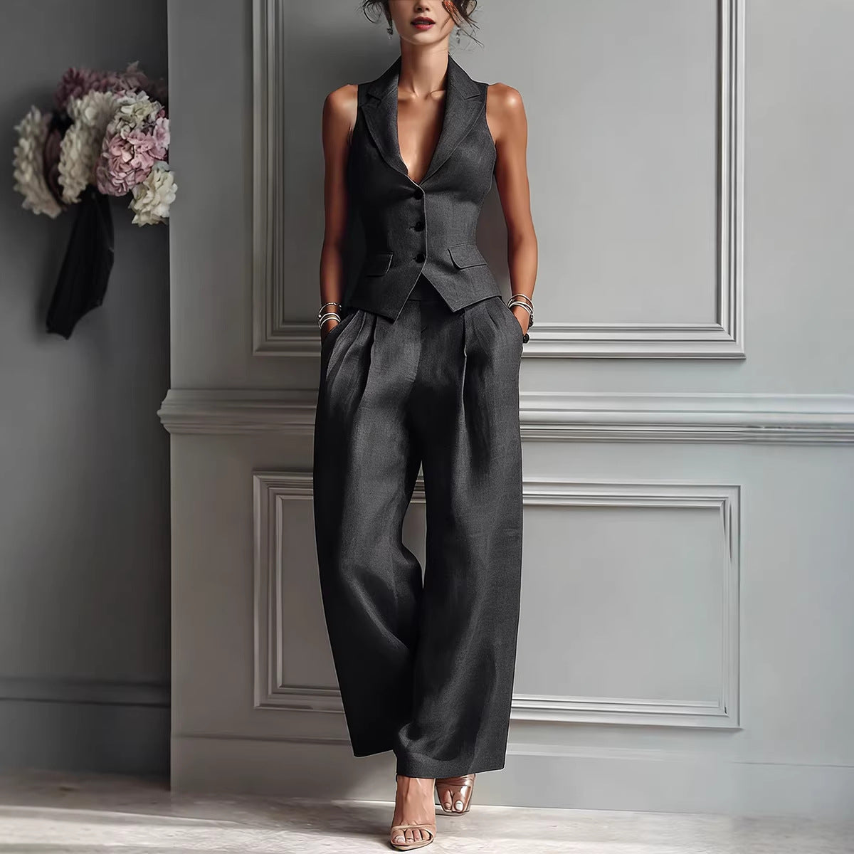 Aime™ | Conjunto de Dos Piezas con Escote en V y Botones