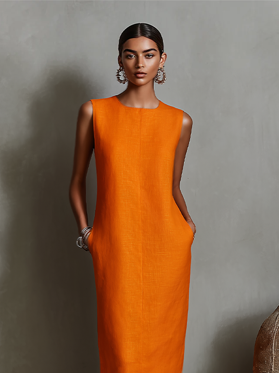 Maureen™ | Vestido Midi con Bolsillos y Efecto Vientre Plano