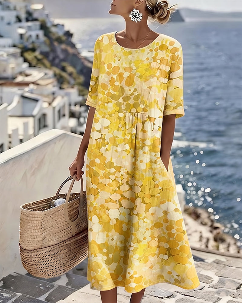 Elena™ | Vestido Midi Floral con Efecto Vientre Plano