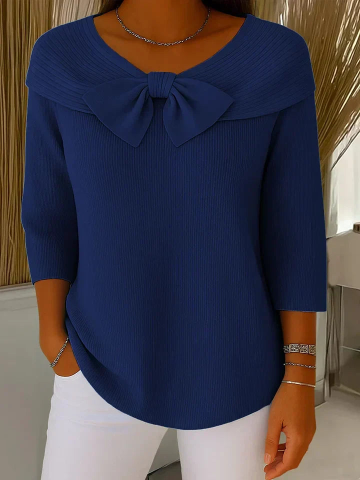 Lirya™ | Top de Punto Elegante con Lazo