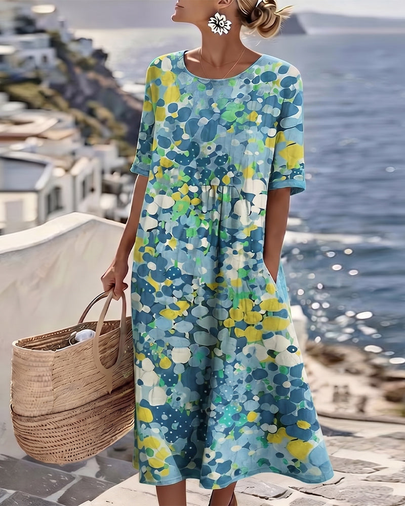 Elena™ | Vestido Midi Floral con Efecto Vientre Plano