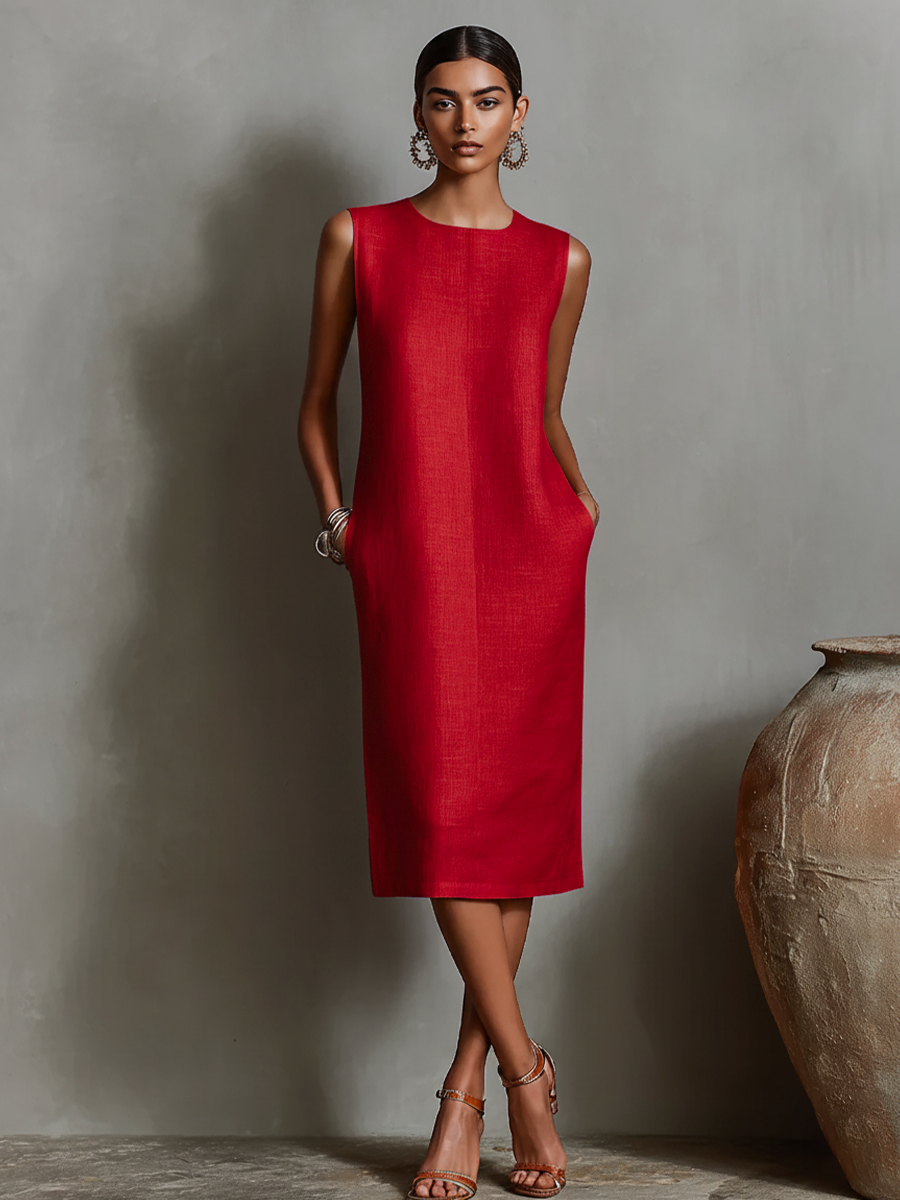 Maureen™ | Vestido Midi con Bolsillos y Efecto Vientre Plano