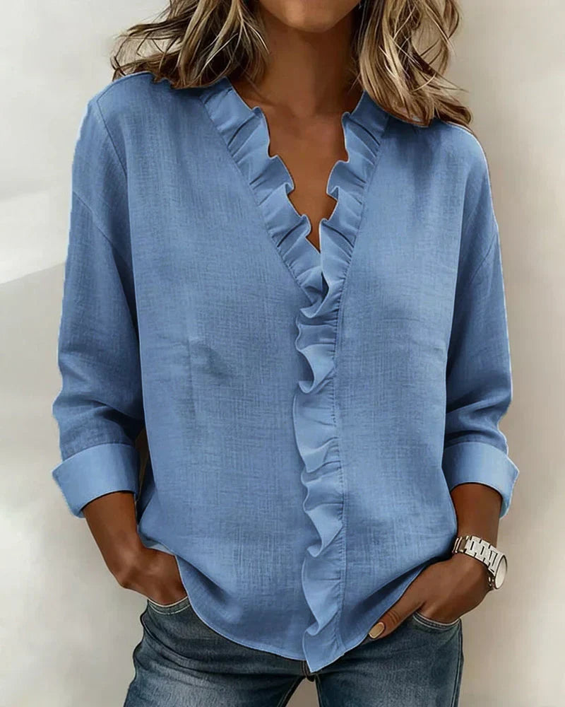 Savi™ | Top con Estilo Escote en V y Volantes