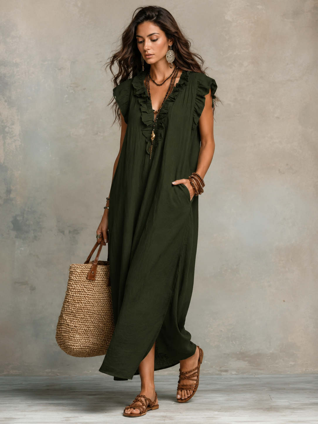 Camélia™ | Vestido Maxi Bohemio con Efecto Vientre Plano