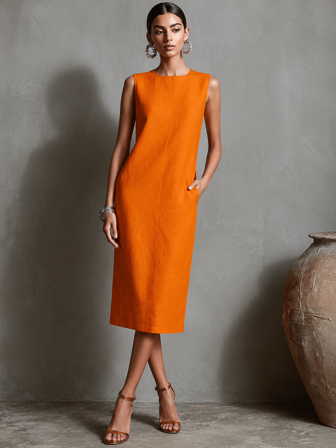 Maureen™ | Vestido Midi con Bolsillos y Efecto Vientre Plano