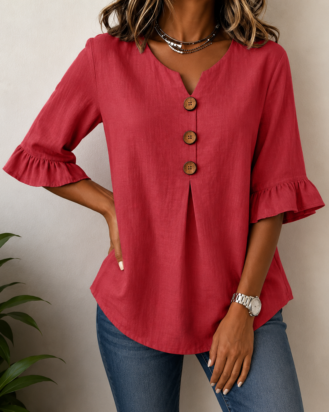 Amelie™ | Blusa con Botones Disimula Barriga