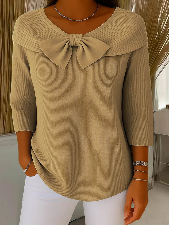 Lirya™ | Top de Punto Elegante con Lazo