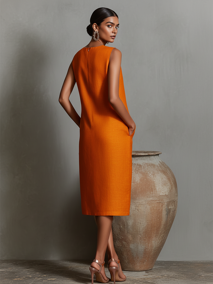 Maureen™ | Vestido Midi con Bolsillos y Efecto Vientre Plano